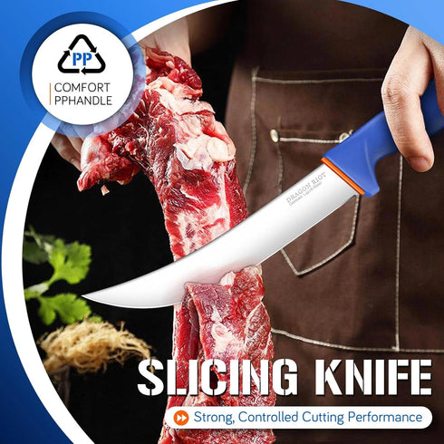 8 Inch, DRAGON RIOT Premium Butcher Breaking Knife Curved Caving and Slicing Knife in High Carbon Stainless Steel,Razor