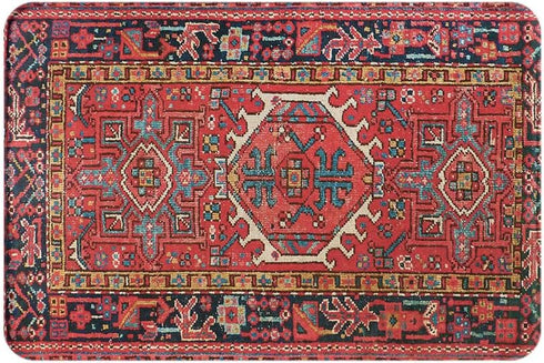 20x30 Inch Vintage Bath Mat, Antique Rustic Aesthetic Red Tribal Bathroom Rugs, Washable Cover for Kitchen Bedroom