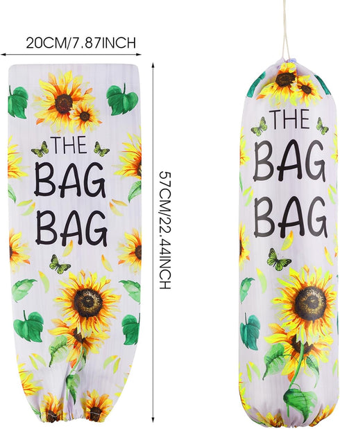 Aysatogc Plastic Bag Holder, Sunflower Kitchen Dispenser Holders Reusable Washable Trash Garbage Bag Holder