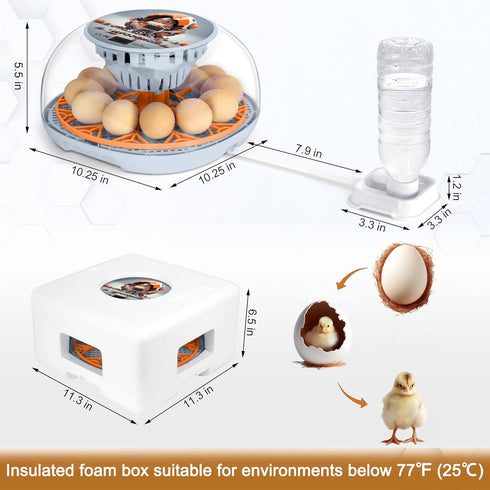 WYD2ANG 12 Smart Chicken Incubators for Hatching Eggs with Automatic Turner Small Poultry Duck Quail Egg Incubator