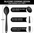 E-far Silicone Cooking Spoon Set of 2, Heat Resistant Kitchen Spoons Utensils Nonstick Mixing Spoon for Baking Stirring Serving, Non-Toxic & Dishwasher Safe (Black)