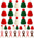 Bonviv 30 Set Pcs Mini Christmas Hats and Scarf Small Santa Hats for Crafts, Mini Santa Hats for Dolls, Mini Snowman