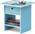 2-Pack, Furinno Dario End Table / Side Table / Night Stand / Bedside Table with Bin Drawer, Light Blue/Light Blue