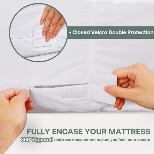 Twin Waterproof Mattress Protector, Zippered Encasement Cover Fits 9-12" Deep, Soft Terry Top Fabric