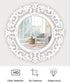 Round Wall Mirror, Hand Carved Rustic Farmhouse Accent Mirror, 14x14 Inch White Antique Entry Mirror for Bathroom