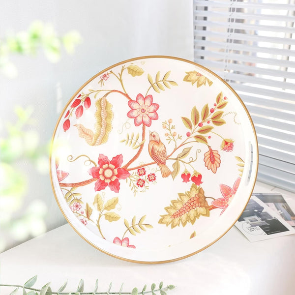 Spsyrine Decorative Serving Tray with Handles, Lacquered Coffee Table Tray for Ottoman,