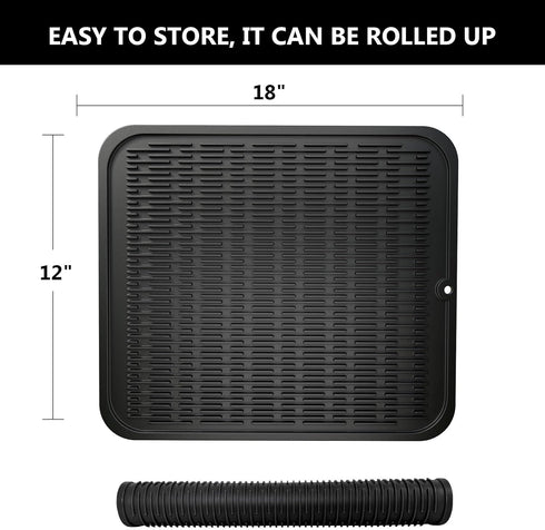 blue burps Counter Countertop 18"16" Large Silicone Dish Drying Mat for Kitchen & Sink Mat, Quick Dry Dish Drainer Mat