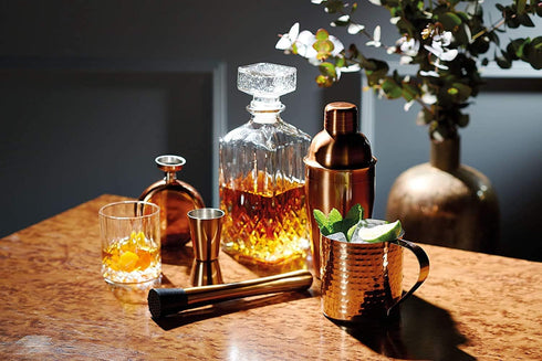 Luxury Stainless Steel Mini Hip Flask - 140 ml (5 fl oz) with Decanting Funnel, Copper Effect