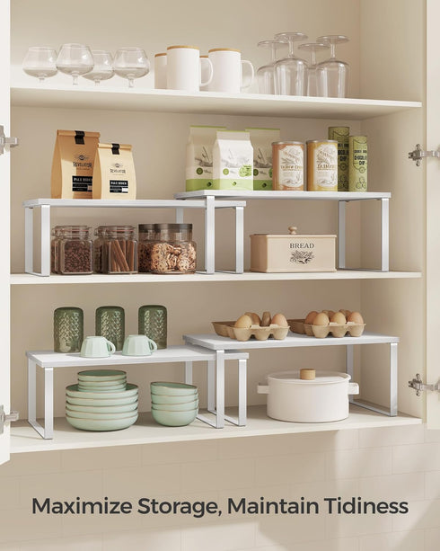Set 2 Counter UKCS025W01 SONGMICS Cabinet Organizer Shelf, of Kitchen Shelves, Kitchen Storage, Spice Rack, Stackable