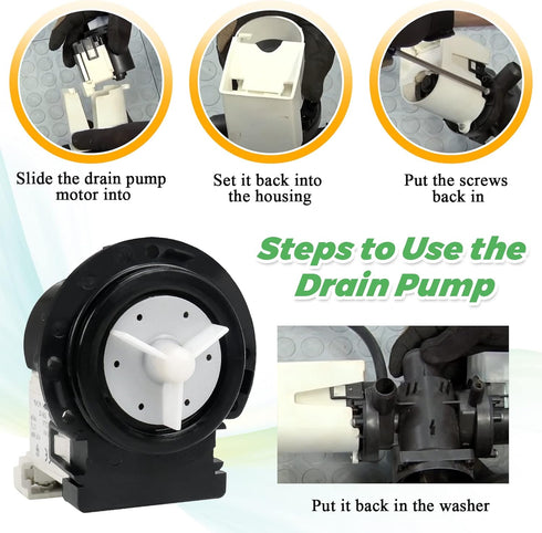 4681EA2001T Washer Drain Pump Motor by Techecook for Kenmore & LG Washing Machines