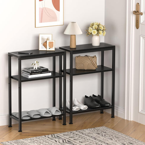 3 Narrow Side Table for Small Space, Tier Slim End Table, Thin Nightstand, Skinny Snack Couch Table, Sofa Bedside Table