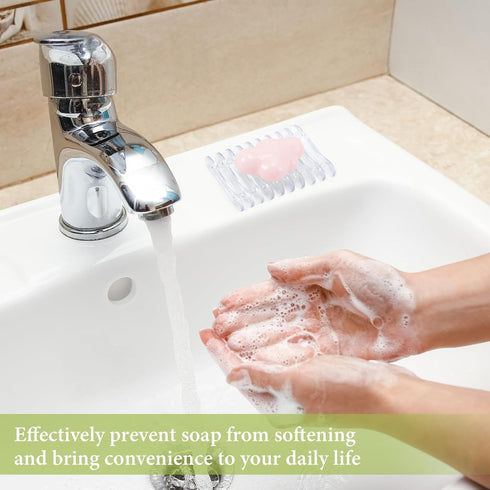 CHENGU Counter(Clear,4 Plastic Bar Soap Holder Soap Saver Tray Bar Dish Self Draining Dishes for Sponge Dryer Bathroom