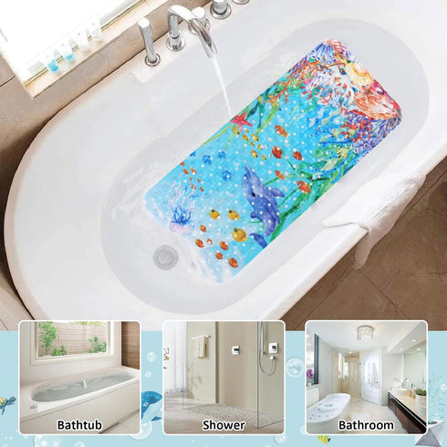 40 16 Inch Topotdor Baby Bathtub Mat Non Slip for Kids, X Cute Cartoon Bath Tub Shower Mat Anti Slip with Suction Cups