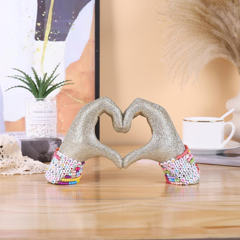 Heart Hand Sculpture, Champagne Gold Home Decor Aesthetics for Shelves on Coffee Table Dining Table Centerpiece