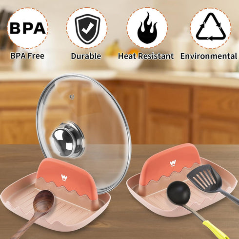 Spoon and Lid Rest, 2 Packs with Lid Holder, Neat & Drip-Free Utensil Rest for Kitchen Counter