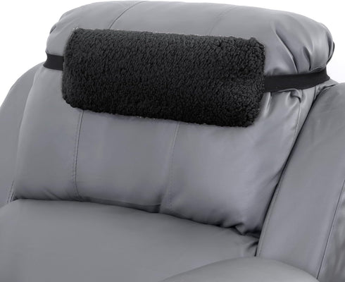 HOMBYS Sherpa Fleece Lumbar Support Pillow with Headrest for Recliner,Memory Foam Chair Cushion for Back Pain,Big High