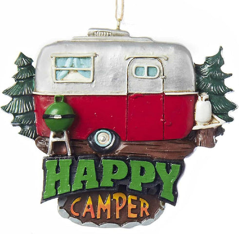 Resin Painted Camper Hanging Ornament - Set of 2 - "Home Sweet Home" & "Happy Camper"