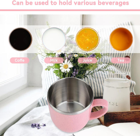 220ml Pink Coffee Cup, Stainless Steel Insulated Mug for Water, Coffee, Juice, and Milk