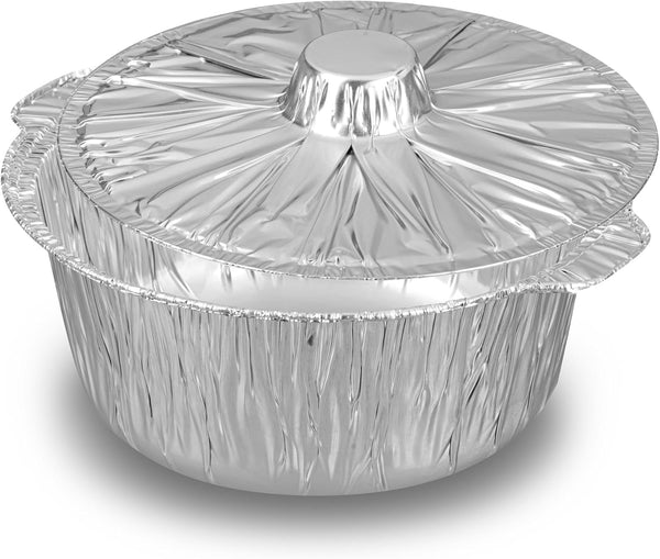 Foil Lux 3.5 Quart Disposable Pans with Lids, Oven-Ready Aluminum Foil Baking Pans for Camping