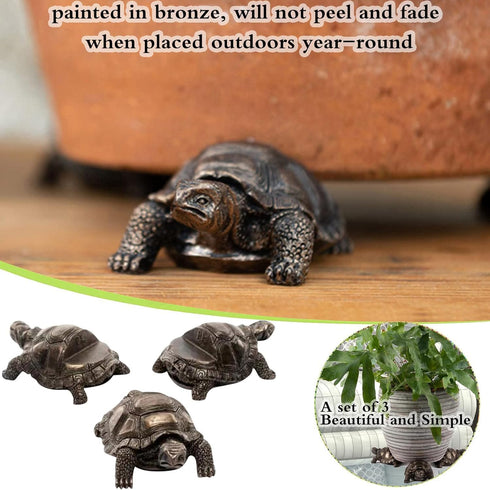 DecoVista 3Pcs Tortoise Resin Pot Decorative Feet, Plant Pot Support Feet for Outdoor, Animals Statue Pot Base Planter