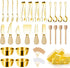 Charcuterie Boards Accessories Gold Utensils Set, Cheese Butter Spreader Knife, Small Serving Tongs, Forks, Spoons