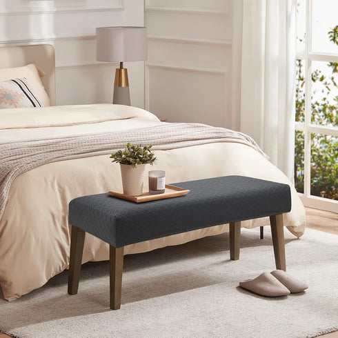 YISUN Jacquard Dining Bench Covers, Stretch Washable Removable Bench Slipcover, Rectangle Bench Seat Protector Cover