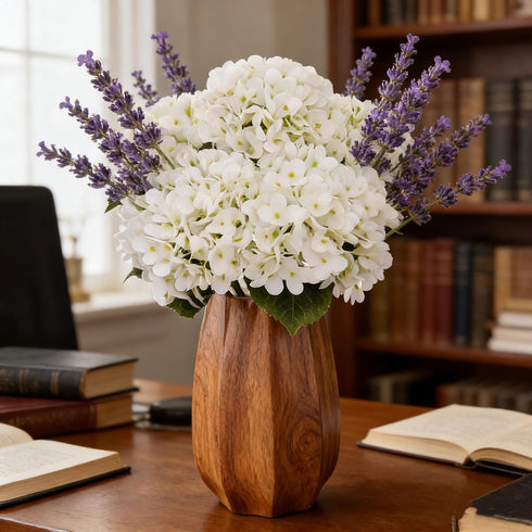 5Pcs Kimuras Cabin White Hydrangea Artificial Flowers Real Touch Latex Fake Hydrangeas Flower, Lifelike Faux Bouquet
