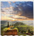 Ambesonne Winery Shower Curtain, Vineyard in Chianti Tuscany, Autumn Sunrise, 69" W x 70" L, Lime Green
