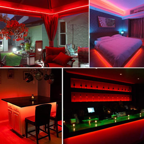 20ft 12V 360 LED Red Strip Light - Flexible Cuttable Non-Waterproof for Indoor Party Decoration