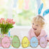 5Pcs Whaline Retro Easter Egg Wooden Signs Colorful Egg Shape Rustic Farmhouse Tiered Tray Decor with Hemp Rope Spring