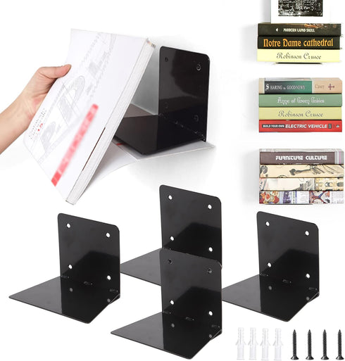 STO STO Floating Bookshelves for Wall, 4-Pack Invisible Wall-Mounted Bookshelves, Multifunctional Walls