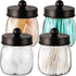 Farmhouse Decor Apothecary Jar Set, Mason Jar Bathroom Storage Organizer for Cotton Swabs, Floss Picks (4 Pack, Bronze)