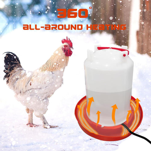 (2 Pack) Chicken Water Heater Cord, Freeze-Proof Heated Waterer for Chickens & Poultry, Safe Low-Watt Heating Cable