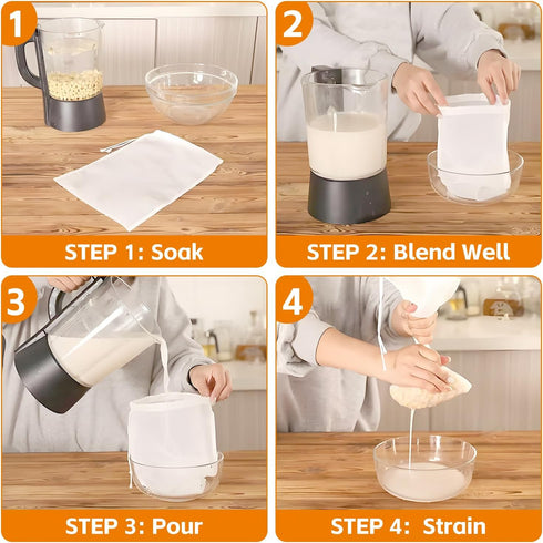 Guokoo 6PCS 200-Mesh 12 8 Inches Cheese Cloth Bag for Straining, x Nylon Nut Milk Bag, Reusable Food Grade Juicing Bags