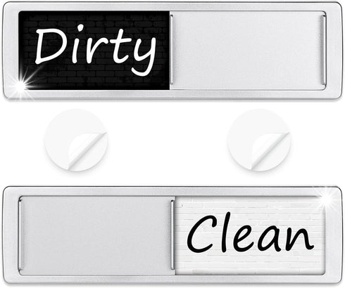 Dishwasher Magnet Clean Dirty Sign, Shutter Changes with Push, Non-Scratching Strong Magnet, White/Black Tiles