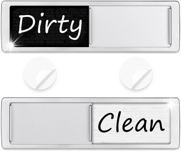 Dishwasher Magnet Clean Dirty Sign, Shutter Changes with Push, Non-Scratching Strong Magnet, White/Black Tiles