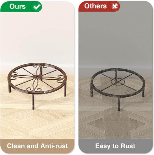 Josmimic 10.23" Bronze Metal Plant Stand: Short Flower Pot Stand - Heavy Duty Plant Holder for Home Courtyard Indoor