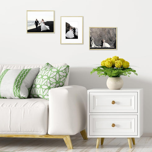 Frametory 8x10 Gold Aluminum Picture Frame - Set of 1, Ideal for 5x7 Photos with Mat or 8x10 Without Mat