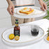 Set 2, MAONAME White Serving Trays with Handles, Oval Decorative Trays for Coffee Table, Nesting Tray of Plastic Vanity