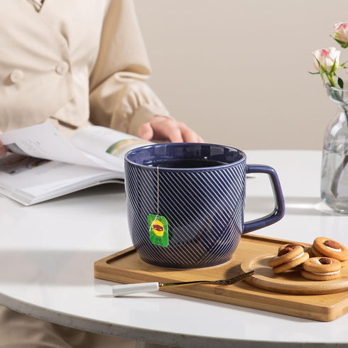 32 oz Extra Large Ceramic Coffee Mug: Oversized Soup Bowl with Handle for Cereal Tea Ice Cream - Navy Microwave Safe