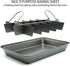 Kundalini Brownie Pan with Dividers,Non-stick Rectangular Baking Pan with Slicer Cutter Perfect for Baking Brownies, Bread, and Cookie Bites 12.4"x8"x2"(Grey)