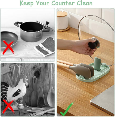 Multifunctional Foldable Pot Lid Holder - 2PCS Stove Top Spoon Rest, Pan Cover Rack Shelf Stand for Home Use