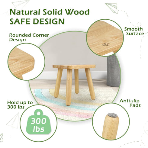 BEE&OAK 9.25 Inch 9.25" 9.25"(W) 8.86"(H)) Wooden Step Stool for Toddlers, Foot Stool for Adults, Plant Stool