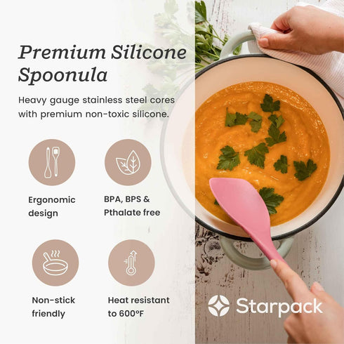 Starpack 'The All Rounder' XL Premium Silicone Spoonula Spatula - Heat Resistant to 600°F, Best Silicone Spoonulas for