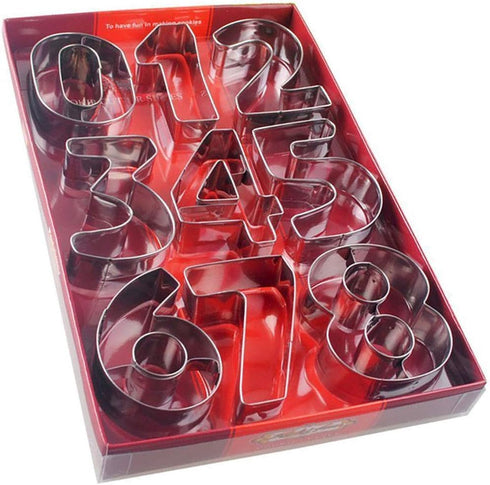 Large Number Cookie Cutters Set - 9 Piece Stainless Steel 3 Inch Numbers for Kitchen Baking