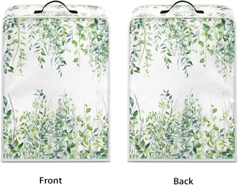 DISNIMO Coffee Maker Dust Cover, Green Leaves Design, Dustproof Kitchen Appliance Cover with Top Handle
