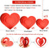 15 Pieces Valentine's Day 3D Heart Hanging Decorations - Red Hearts Hanging Ornaments with Ribbons for Party Supplies