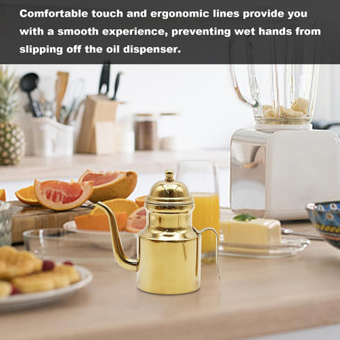 15oz Gold Stainless Steel Olive Oil & Vinegar Dispenser with Non-Slip Handle