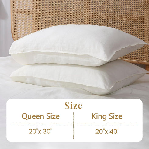 S VICTORY SYMBOL 100% Organic Linen Pillowcases, 1 Pair 20"x30", French Natural Flax Soft Basic Washed Creamy-White