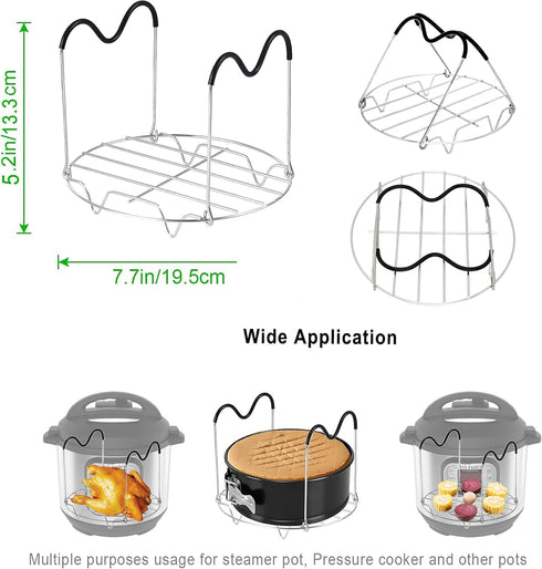 ROTTAY Silicone Egg Bites Molds and Steamer Rack Trivet, 7pcs Set for Instant Pot Accessories, 6qt & 8qt